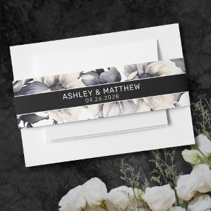 Moderne elegante schwarze Blumenhochzeit Einladungsbanderole