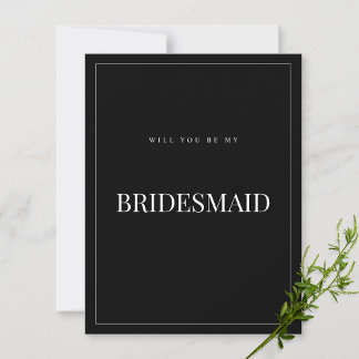 Moderne & elegante schwarze Brautjungfer-Einladung Save The Date
