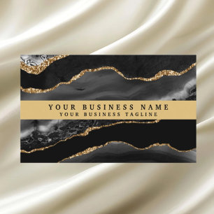 Moderne elegante schwarze Gold-Achat Visitenkarte