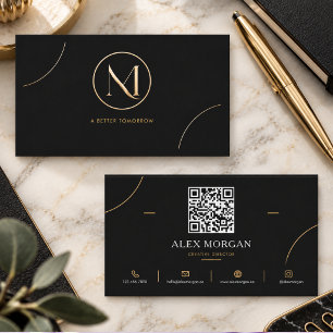 Moderne elegante schwarze Gold-Kreis-Logo-Geschäft Visitenkarte