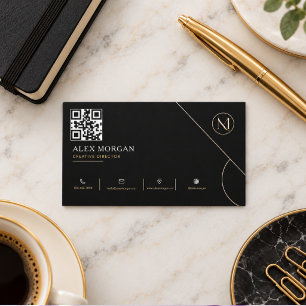Moderne elegante schwarze Gold-Kreis-Logo-Geschäft Visitenkarte