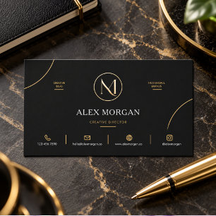 Moderne elegante schwarze Gold-Kreis-Logo-Geschäft Visitenkarte