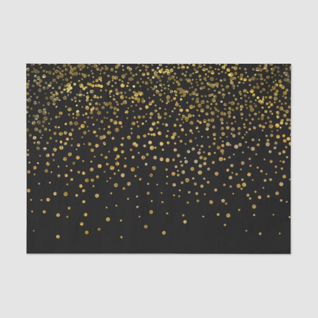 Moderne elegante schwarze Goldfolieconfetti-Punkte Seidenpapier (Vorderseite)