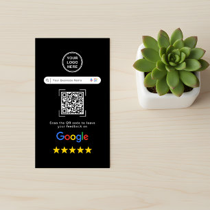 Moderne elegante schwarze Google-Bewertungs-QR-Cod Visitenkarte