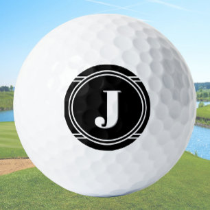Moderne elegante schwarze individuelle Monogramm Golfball