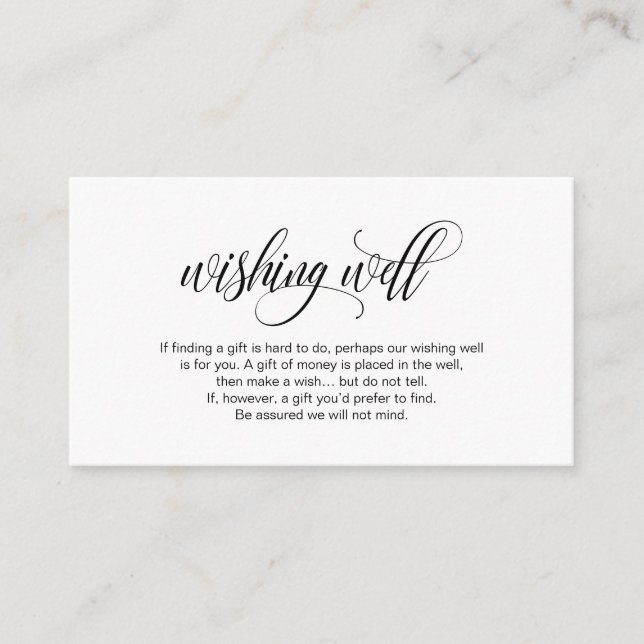 Moderne Elegante, schwarze Schrift, Hochzeit wünsc Begleitkarte (Vorderseite)