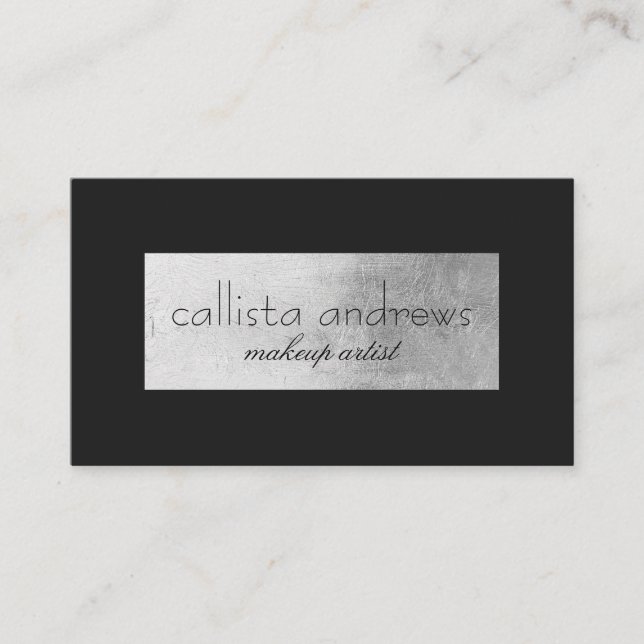 Moderne Elegante Schwarze Silberfolie Box Border Visitenkarte (Vorderseite)