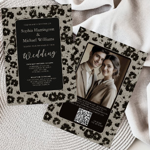 Moderne elegante schwarze silberne Hochzeitseinlad Einladung