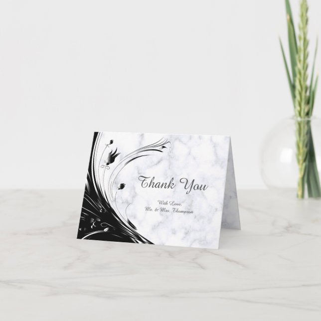 Moderne elegante Schwarze Silhouette auf weißem Ma Dankeskarte (Vorderseite)