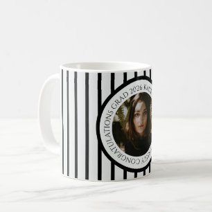 Moderne elegante schwarze Streifen Abschluss Gratu Kaffeetasse