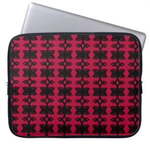 Moderne elegante schwarze und burgunderrote Muster Laptopschutzhülle