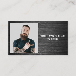 Moderne elegante schwarze und graue Herrenbarbier  Visitenkarte