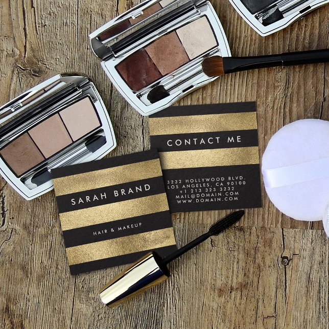 Moderne Elegante Schwarze und Imitate Quadratische Visitenkarte (Von Creator hochgeladen)