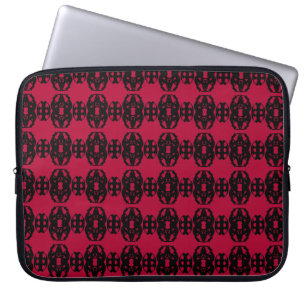 Moderne elegante schwarze und rote Muster Laptopschutzhülle