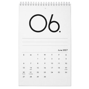 Moderne elegante schwarze und weiße Kalligrafie Kalender