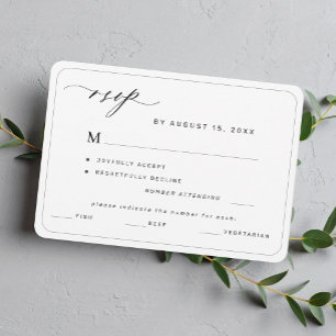 Moderne elegante schwarze und weiße Mahlzeiten-Aus RSVP Karte