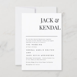 Moderne elegante schwarze und weiße personalisiert RSVP karte