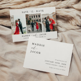 Moderne, elegante Script 3 Foto Wedding Save The Date