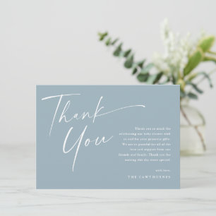 Moderne, elegante Script Baby Dusche Dankeskarte