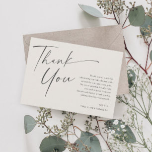 Moderne, elegante Script Baby Dusche Dankeskarte