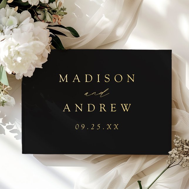 Moderne, elegante Script Black Foto Wedding Gästebuch (Von Creator hochgeladen)