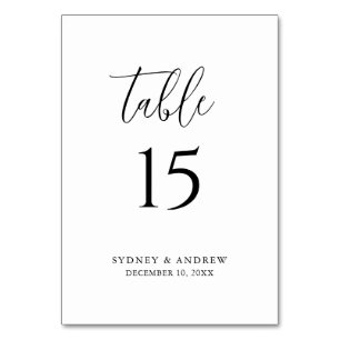 Moderne, elegante Script Black & White Wedding Tischnummer