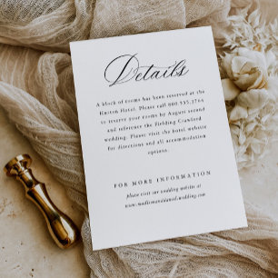 Moderne, elegante Script Classic Wedding Details Begleitkarte