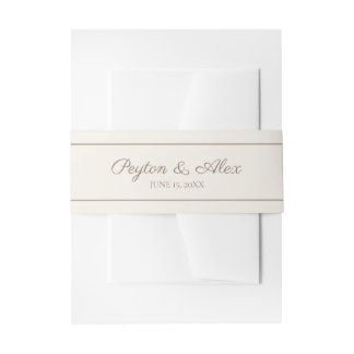 Moderne, elegante Script Cream Brown Wedding Einladungsbanderole