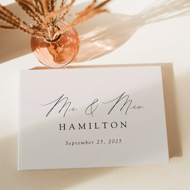 Moderne, elegante Script-Cream-Foto Hochzeit Gästebuch (Von Creator hochgeladen)