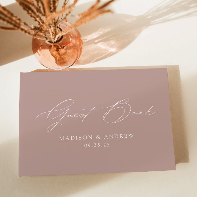 Moderne, elegante Script-Dusty-Rose Hochzeit Gästebuch (Von Creator hochgeladen)