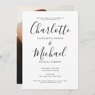 Moderne, elegante Script-Foto-Engagement-Partei Einladung
