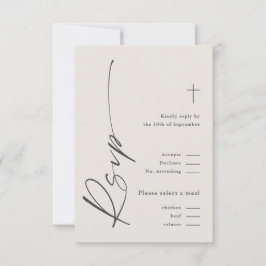 Moderne elegante Script-Gender Neutral Boho Taufe RSVP Karte