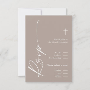 Moderne elegante Script-Gender Neutral Boho Taufe RSVP Karte