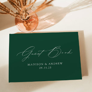 Moderne, elegante Script Green Wedding Gästebuch