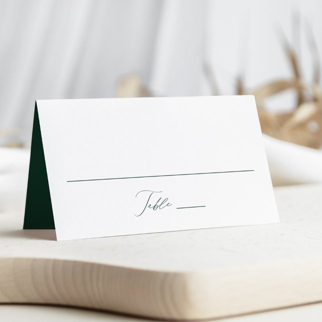 Moderne, elegante Script Green Wedding Platzkarte (Von Creator hochgeladen)