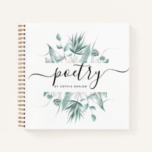 Moderne, elegante Script Greenery Custom Poetry Notizbuch