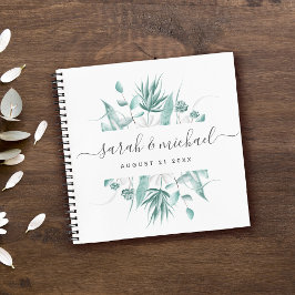 Moderne, elegante Script Greenery Wedding Guest Notizbuch