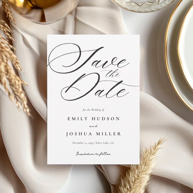 Moderne, elegante Script-Hochzeit Save The Date (Von Creator hochgeladen)