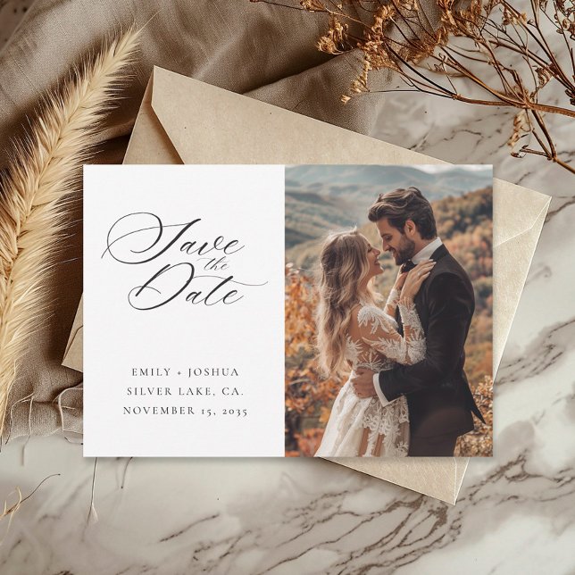 Moderne, elegante Script-Hochzeit Save The Date (Von Creator hochgeladen)