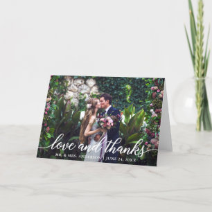 Moderne, elegante Script-Liebe dank Hochzeitsfalte Dankeskarte