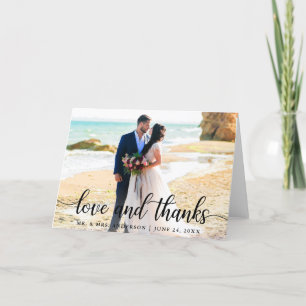 Moderne, elegante Script-Liebe dank Wedding B Fold Dankeskarte