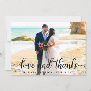 Moderne, elegante Script-Liebe dank Wedding Foto B Dankeskarte