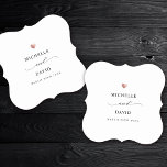 Moderne, elegante Script-Minimal-Gold-Gastgeschenk Untersetzer<br><div class="desc">Moderne Hochzeitsfeier begünstigen den Untersetzer auf Papier mit Ihren individuellen Namen in eleganter Wirbler Schrift-Kalligraphie,  den Namen des Ehepaares und dem Datum Ihrer Feier. Das ist die minimalistische Schwarz-Weiß-Version mit einem goldenen,  bedruckten Rose-Herzstück. Ideal auch für Brautpartys,  Verlobung oder Junggeselinnen-Abschiede.</div>