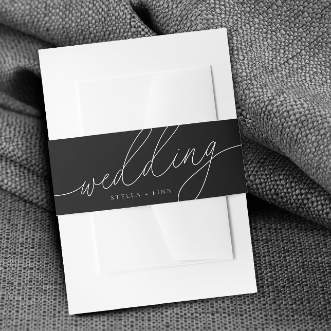 Moderne, elegante Script-Minimalistische Hochzeit Einladungsbanderole (Modern Elegant Script Minimalist Wedding Invitation Belly Band)