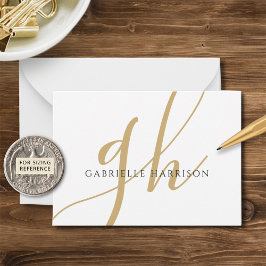 Moderne elegante Script Monogram Name Black Gold Mitteilungskarte