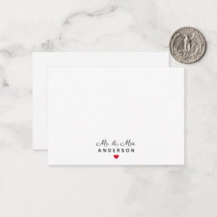 Moderne, elegante Script Mr & Mrs Wedding Minimali Mitteilungskarte