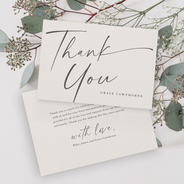 Moderne elegante Script-neutrale Taufe Dankeskarte (Elegant script neutral baptism thank you card.)
