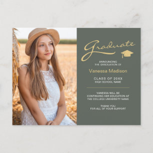 Moderne, elegante Script Sage Green Gold 2 Foto Gr Postkarte