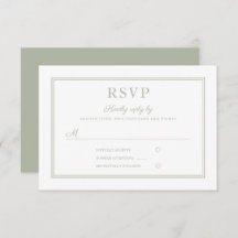 Moderne elegante Script Sage Green Wedding RSVP Ca