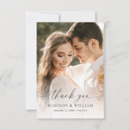 Moderne, elegante Script Typografy Foto Wedding Dankeskarte